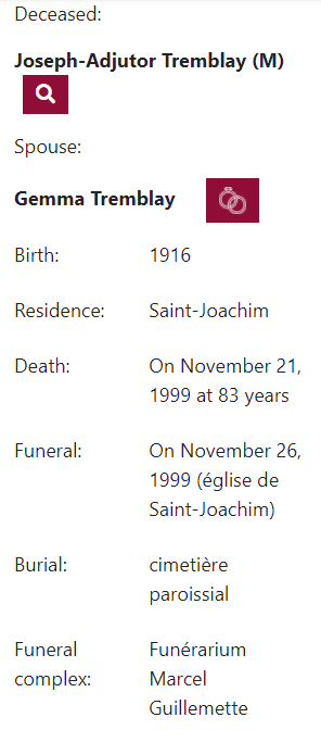 Family record of an obituary